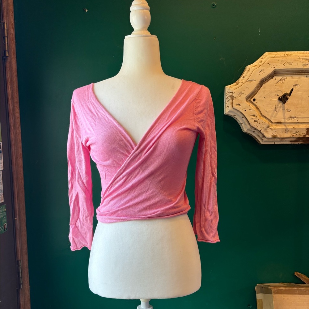 Pink silk vintage banana republic wrap top